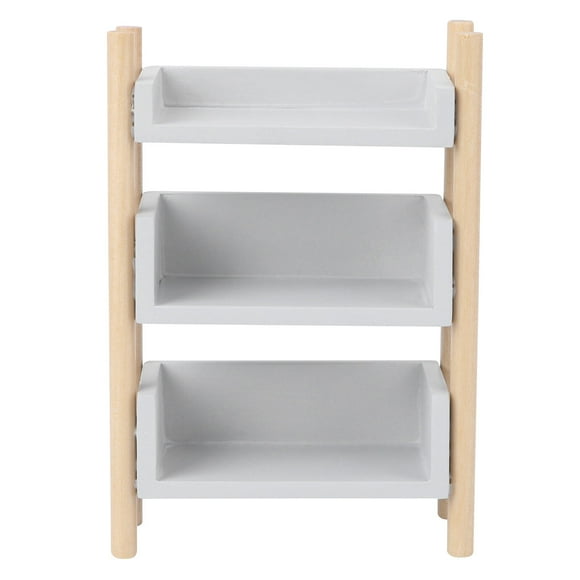 1Pc Small House Accessory Mini Storage Rack Miniature Decor Book Shelf (Grey)