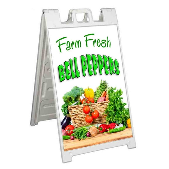 Farm Fresh Bell Peppers (24" X 36") Standard A-Frame Signicade, Includes Decal Applied To Stand