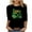 Black-Shirts, variant on Women's St.Patrick's Day 3/4 Sleeve Plus Size Tops Casual Four Leaf Clover Print Round Neck Shirts Trendy Relax Fit Festive Themed Blouse