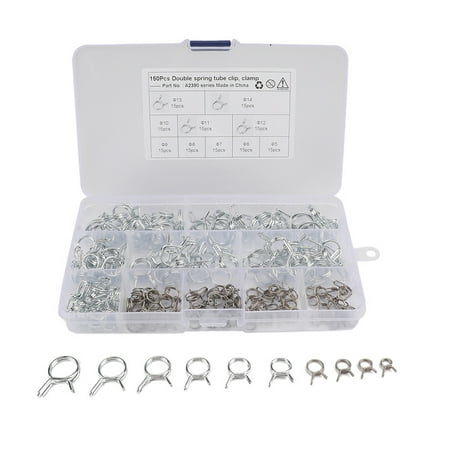 

Set of 150 5-14mm Fuel Line Hose Spring Clips Clamps Assortment Kit Durable