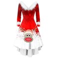 thumbnail image 2 of Women's Fashion Christmas Plush Long Sleeved V-Neck Irregular Dresses, Festive Fall and Winter Party Wear with Unique Design, Cozy and Elegant,Khaki,M, 2 of 5