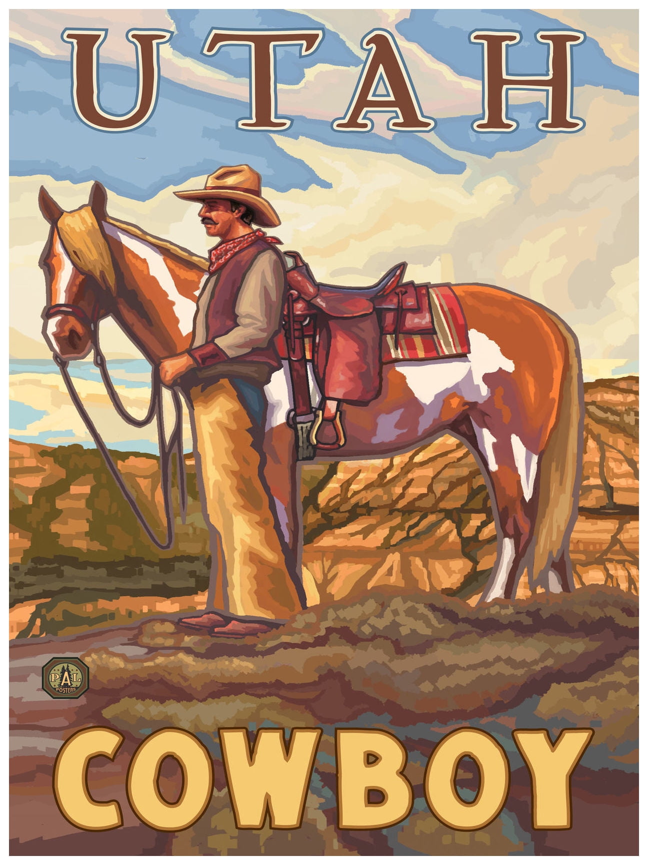 Utah Cowboy Giclee Art Print Poster by Paul A. Lanquist (18" x 24