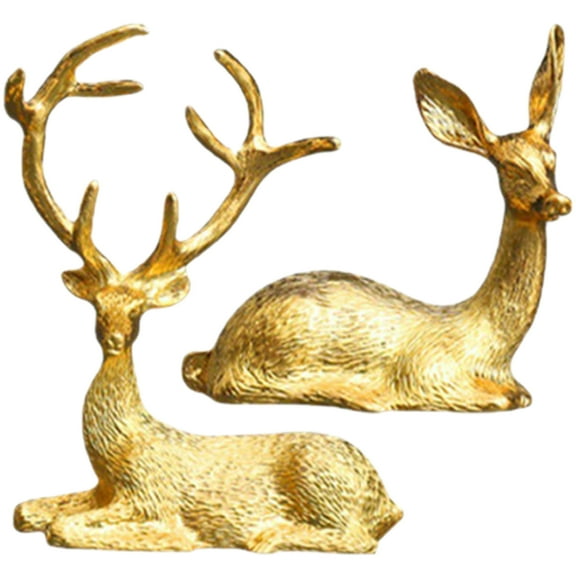 2 Pcs Decor Home Table Christmas Animal Collectible Figurine Reindeer Tabletop Metal Decorations