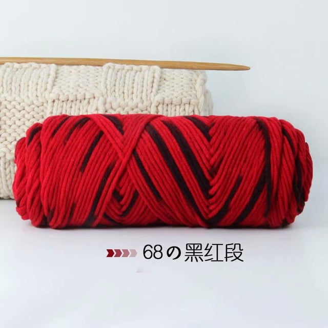 Xiao Hua Hilo de lana para tejer y hacer crochet: hilo premium teñido a mano, 200 g, suave y duradero, rojo y negro.