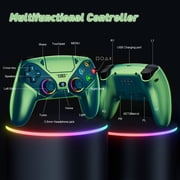 LED Wireless Controller for P5, Compatible with P5 Pro/Slim/PC, Dual Vibration, Macro/Turbo Function, 3.5mm Audio Jack, 6-Axis Motion Controller Gamepad with Speaker&RGB(Chroma Teal)