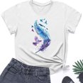 thumbnail image 4 of Qepwsc Womens Crew Neck T shirts Short Sleeve Feathers Print Casual Tops Ladies Blouss Sweatshirt Going Out Tops Cute Graphic Solid Blouses Loose Fits Fashion Clothes 2025 Tees S-XXL, 4 of 4