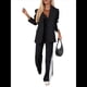 thumbnail image 3 of Conjunto de Dos Piezas para Mujer 2025: Blusa A Rayas con Botones Laterales y Pantalones con Bolsillos, Conjunto Informal Negro M, 3 of 10