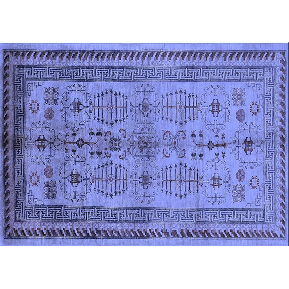 Ahgly Company Indoor Rectangle Oriental Blue Industrial Area Rugs, 8' x 12'