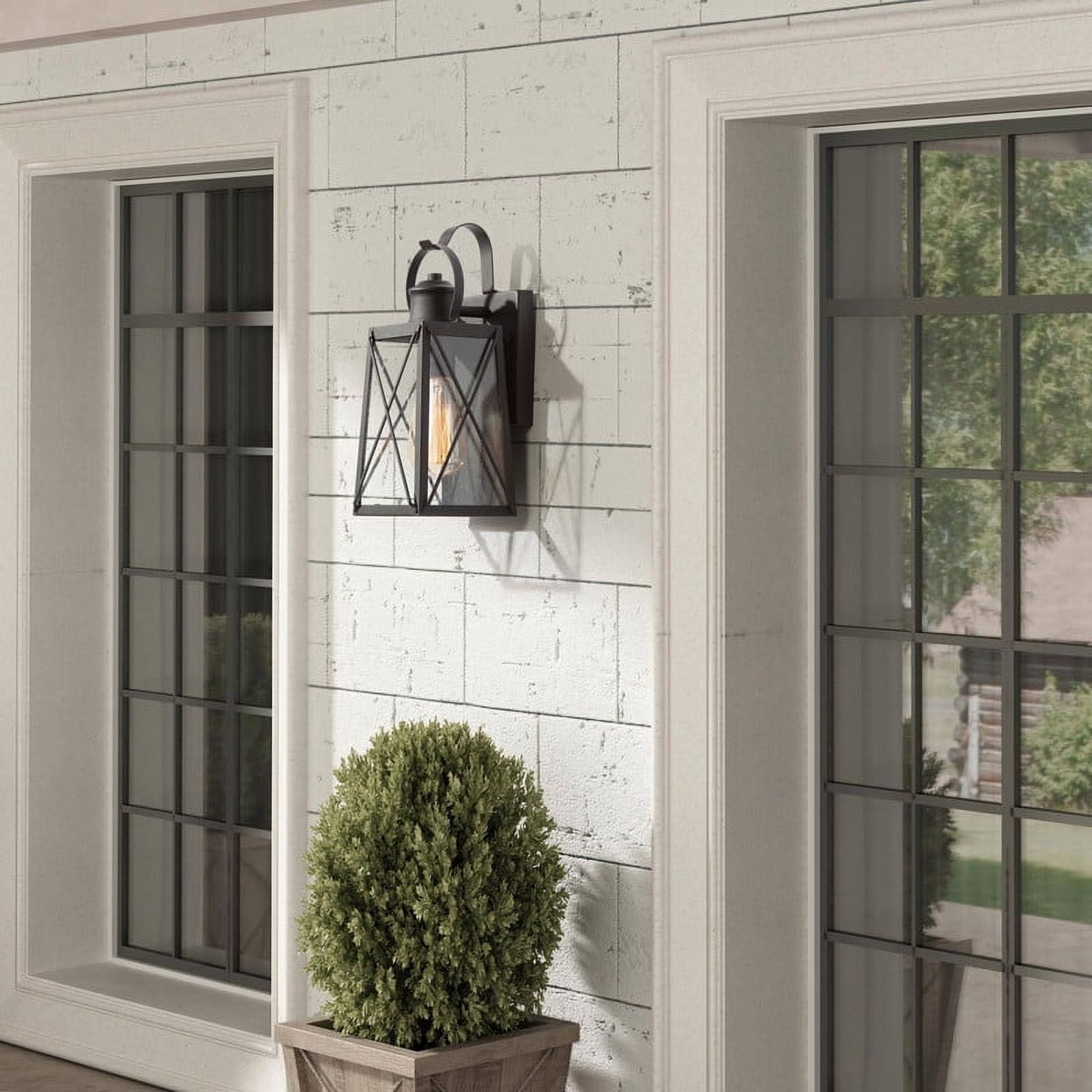 LNC 1-Light Black Farmhouse Outdoor Lantern Wall Sconce, 6" L x 12.75" H x 5.5" W
