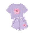 thumbnail image 6 of Eltusu Girls Outfit Sets, Elastic Waistband Short Sleeve Graphic T-Shirts & Shorts Sets Purple Size 13-14 T, 6 of 7