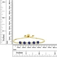 thumbnail image 3 of Gem Stone King 3.34 Ct Blue Created Sapphire White Topaz 18K Yellow Gold Plated Silver Tennis Bracelet for Women, 3 of 4