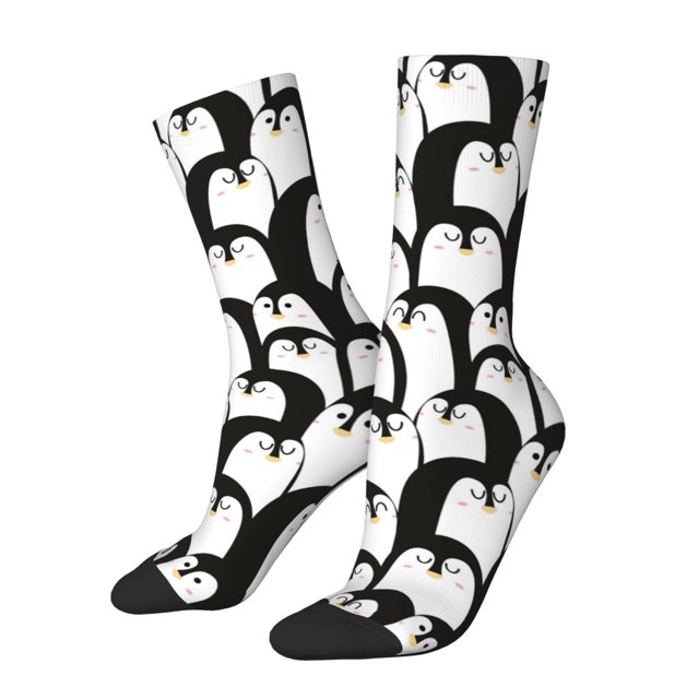 Balery Cartoon Penguin Calcetas Largas con Estampado para Hombre y Mujer – Suaves y Transpirables, Talla Única (US 5-11)
