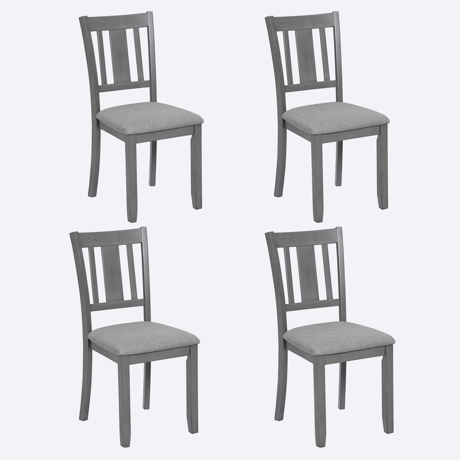 MAYEERTY Wooden Dining Chairs Set of 4, Kitchen Chair with Padded Seat, Upholstered Side Chair for Dining Room, Living Room, Gray