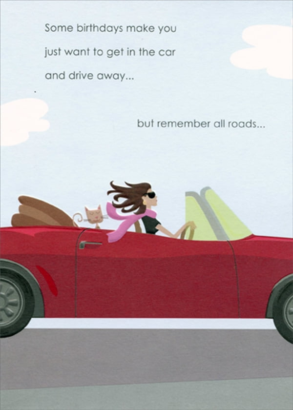 Designer Greetings Get In Your Car and Drive Away Red Convertible Funny Humorous Feminine
