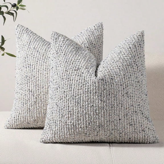 Striped Throw Pillow Covers 24x24 Set Of 2 Blue Textured Boucle Chic Morden Boho Accent Farmhouse Square Decorative Couch Pillow Covers For Home Decor Bed Sofa Living Room