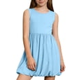 thumbnail image 2 of Miluxas Girls Summer Dress Short Sleeve Casual T Shirt Dresses Flowy Beach Sundresses Light Blue 9-10 Years, 2 of 6