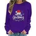 thumbnail image 5 of HOMBOM Ugly Christmas Sweatshirts for Womens Lightweight Pullover Purple Merry Christmas Casual Long Sleeve Crewneck Ladies Shirts, 5 of 6