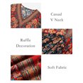 thumbnail image 4 of Txlixc, vestido bohemio informal de verano para mujer, estilo étnico, estampado Floral, cuello en V, manga abullonada, vestido corto oscilante a la moda Txlixc  Vestido bohemio casual de verano para mujer, 4 of 5