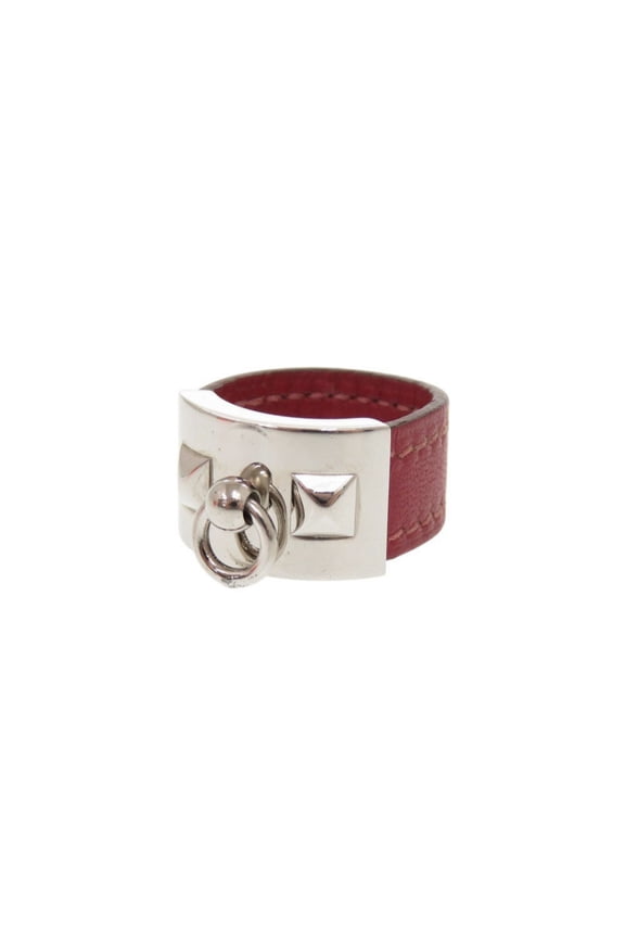 Pre-Owned Hermes Collier de Chien size L metal and leather red... (Good)