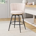 thumbnail image 3 of Miniyam 25" Counter Height Swivel Bar Stools Set of 2 with Upholstered Back for Kitchen, Bar, Dining Room, Beige, 3 of 12