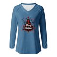 thumbnail image 5 of EchfiProm Long Sleeve Shirts for Women Navy Dressy Casual Christmas Fall Christmas Tree V Neck Females Blouse, 5 of 6
