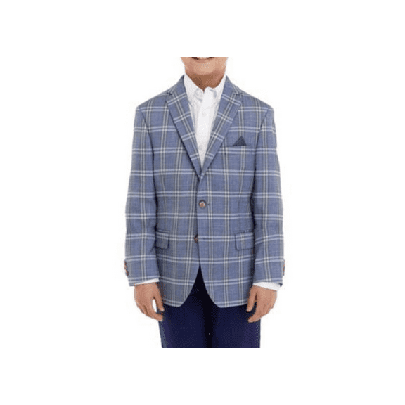 Lauren Ralph Lauren Boys 8-20 Windowpane Blazer, Light Blue, 20