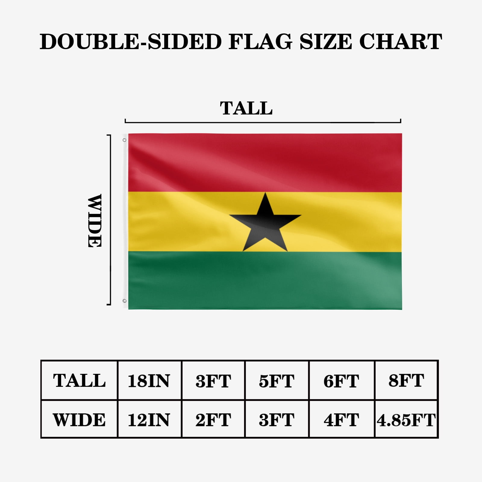 Livetty Double Sided 3 layers Flags 4x6 Ft Ghana Flags Banner for Yard Decoration Garden Display For World Soccer Play