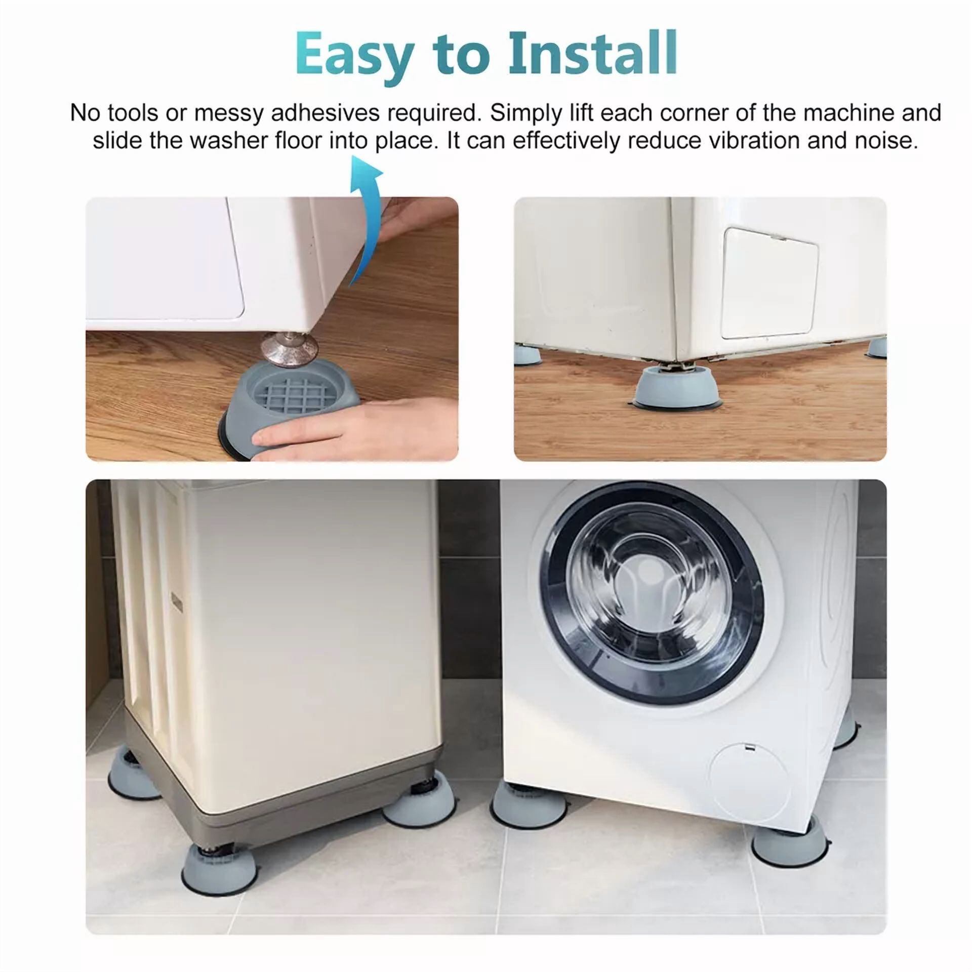 8Pc Anti Vibration Washing Machine Mats Support Anti-Slip Rubber Feet Base Pads.