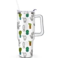 thumbnail image 2 of 40oz Cactus Stainless Steel Flip Straw Tumbler Spill Proof Travel Cup Double Wall Vacuum Insulated Coffee Mug with Top Handle, 2 of 6