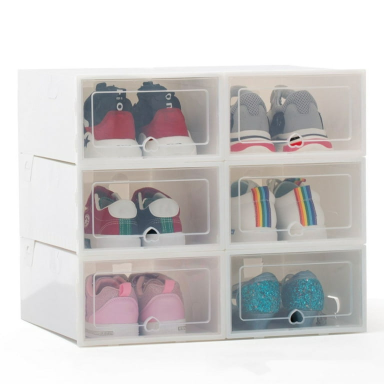 CAXUSD Box Transparent Storage Box Clear Storage Bins with Lids Stackable  Shoe Containers Plastic Sundries Bin Drawer Organizer for Makeup Shoes