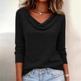 thumbnail image 2 of Qgtaibl Long Sleeve Tees for Women Draped Cowl Neck Stretchy Pullover Blouse Soft Loose Fit Dressy Shirts for Work Party Daily Wear Black XL, 2 of 7