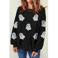 thumbnail image 4 of Ushdele Elegant Black Glitz Crewneck, Hauntingly Chic Halloween Sweater, 4 of 6