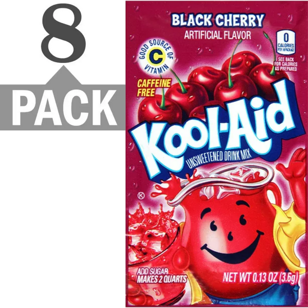KoolAid Soft Drink Mix Black Cherry Unsweetened, Caffeine Free 0.13 Oz