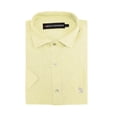 thumbnail image 2 of Men’s Classic Collared Short Sleeve Embroidered Logo Solid Button Down Shirt (Banana, M), 2 of 2