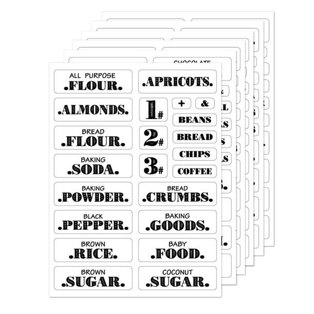 lzndeal Farmhouse Pantry Labels 6 Sheets Transparent Waterproof Pantry Stickers Food Jar Labels for Pantry Organization