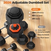 FED Fitness 2026 Updated Adjustable Dumbbells Set 25LB A Pair Dumbbells Weights, 10 in 1 Free Weights with Anti-Slip Handle, Suitable for Home Gym Exercise Equipment