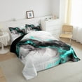 thumbnail image 4 of Erosebridal Black and Grey Teal Queen Comforter Set Marble Aesthetic Bedding Set Queen, Modern Marbling Bedding Comforter Sets Watercolor Foil Print Duvet Set, Stone Pattern Quilted Comforter, 4 of 6