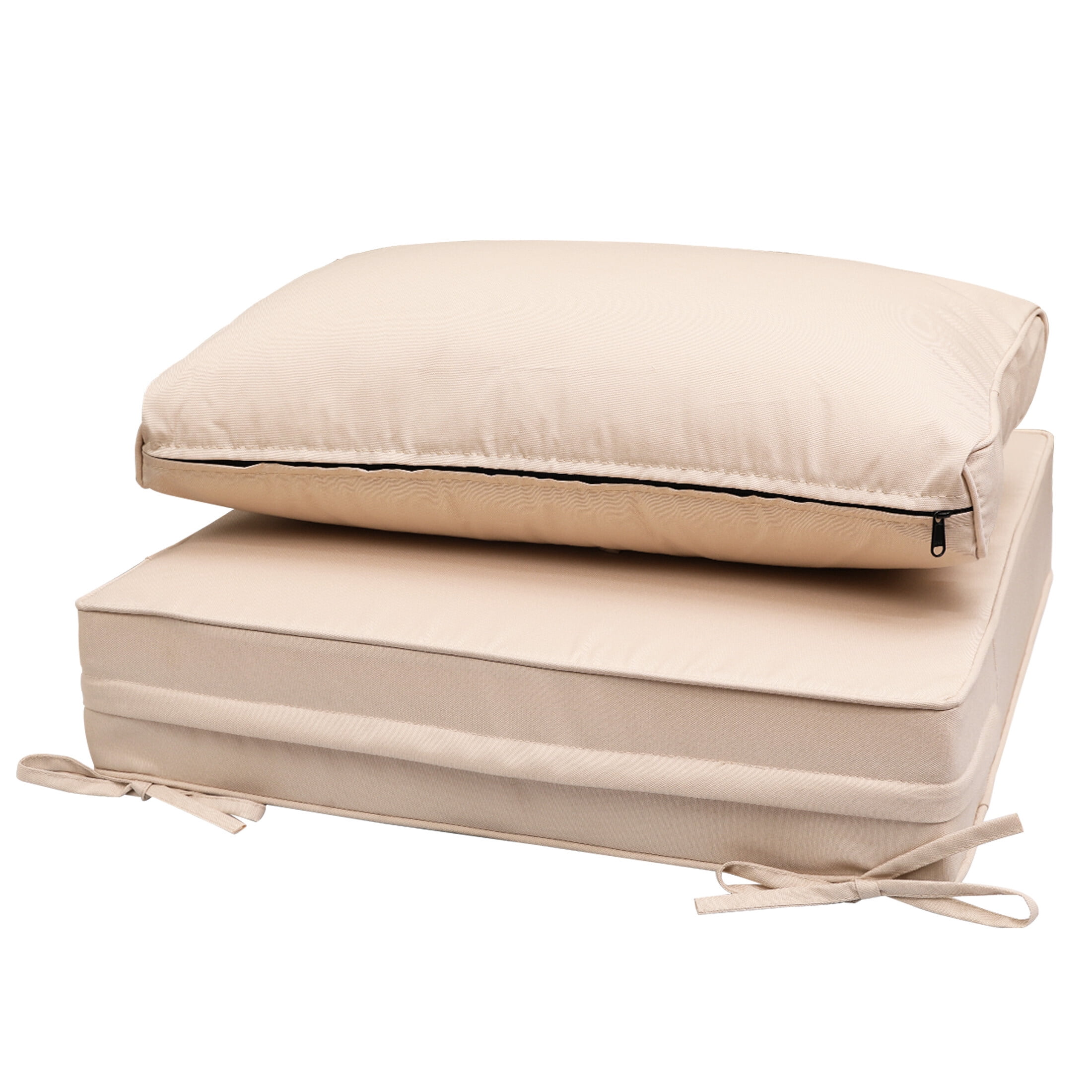 24 x 24 Waterproof Outdoor Deep Seat Cushion for Patio Furniture Cushion Replacement, Low Back, Peachy Tan