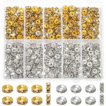 OATIPHO 600Pcs Spacer Beads for Jewelry Making with Rhinestone Accents Assorted Color Metal Beads