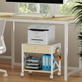 thumbnail image 6 of 16.92"x13" Printer Stand with Storage Drawer, 2-Tier Under Desk Printer Table with Locking Wheels, Small Printer Table for 3D Printer,Paper Storage Printer Scanner Fax Home Office Use,Rustic Beige, 6 of 8