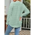 thumbnail image 6 of Womens Dot V Neck Ruffle Sleeve Blouse Flowy Shirts Casual Solid Work Tops Light Green XL, 6 of 7