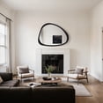 thumbnail image 5 of Mid-Century Asymmetrical Polished Wood Bathroom Wall Mirror,Black Mirror Has Frame for Indoor, 5 of 8