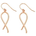 thumbnail image 1 of FB Jewels 14K Rose Gold Breast Cancer Awareness Womens Fishhook Dangling Earrings 34MM X 12MM, 1 of 1