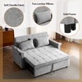 thumbnail image 6 of 3-in-1 Convertible Sofa Bed, 57" Pull Out Sleeper Sofa with Charging Station & Phone Holder and Adjustable Backrest, Chenille Loveseat Sofa with Side Pocket, Grey, 6 of 7