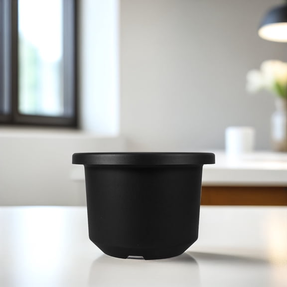 OFFIGAM Black Polypropylene Planter Pot with Drainage Holes, Lightweight Flower Plant Container for Indoor Outdoor Garden Patio