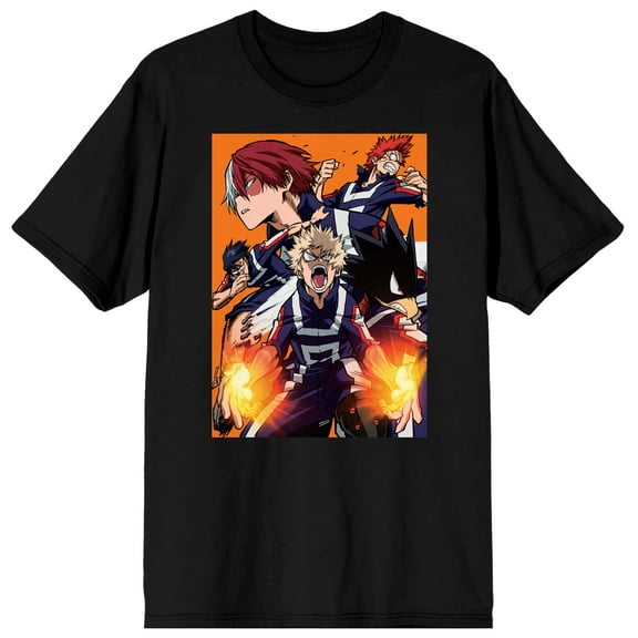 My Hero Academia Anime Cartoon Characters Group Men's Black Graphic Tee-L