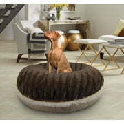Angle View: Bessie and Barnie Signature Blondie / Godiva Brown Luxury Shag Extra Plush Faux Fur Bagel Pet/ Dog Bed