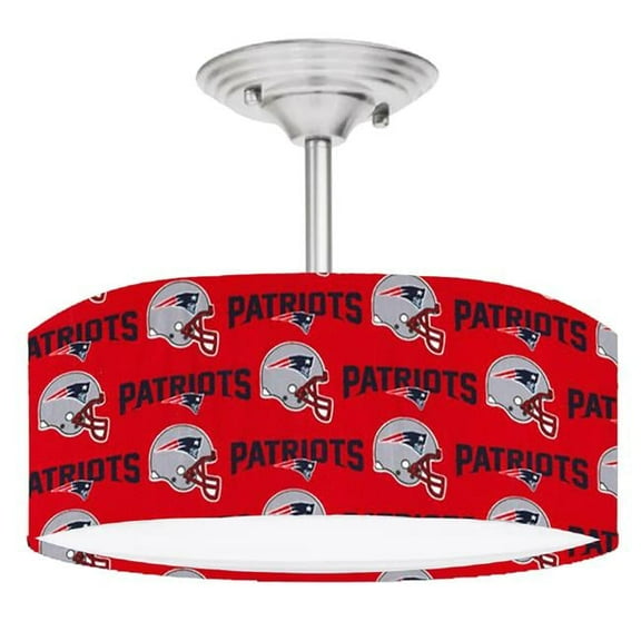 888 Cool Fans DR-0001089 Patriots NFL Football 2-Light Brushed Nickel Drum LED Lamp Fixture