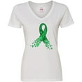 thumbnail image 3 of Inktastic Cerebral Palsy Awareness- Green Ribbon Made of Hearts Women's V-Neck T-Shirt, 3 of 5