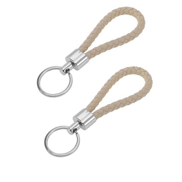 Llavero para Automóvil Unique Bargains, Llavero Universal con Anillo para Llaves de Fob para Casa, Cuero, Aleación de Zinc, Beige, 2 Pcs